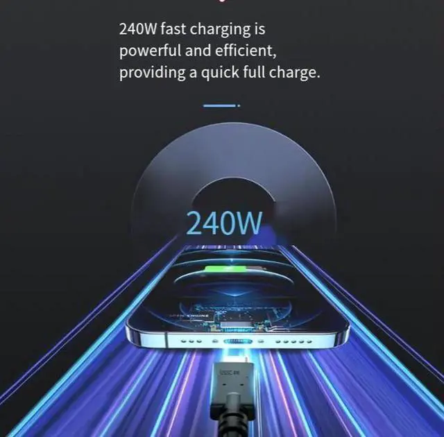 Alt view image 2 of 4 - USB4 Full-Function USB-C Cable, 40Gbps Data Transfer, 240W PD Fast Charging, 8K@60Hz Video Output, Compatible with Thunderbolt 4 / Thunderbolt 3, for Laptop, Monitor, eGPU and Docking Station