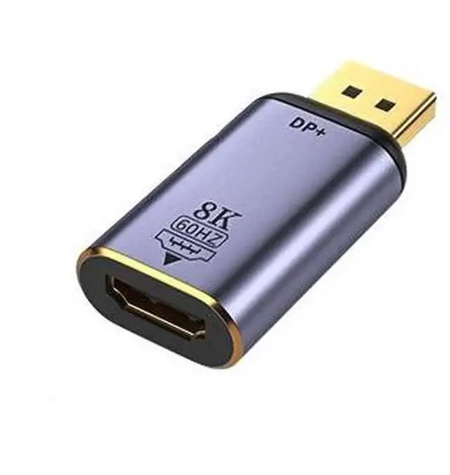 Main image of DisplayPort to HDMI 2.1 Adapter, 8K@60Hz 4K@120Hz Video Converter, Gold-Plated Connector Aluminum Housing DP Male to HDMI Female Adapter for Laptop PC Graphics Card Connect TV Monitor Projector