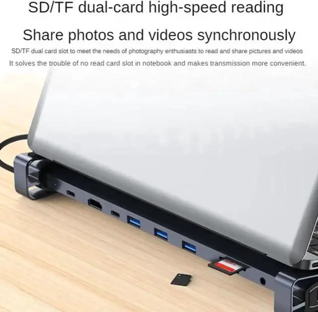 Alt view image 7 of 7 - 10 in 1 USB C Hub Multiport Adapter, Type C Splitter Dock with USB 3.0 Ports & 3.5mm Audio Jack, Portable USB-C Docking Station, Multi-Function Converter for Type-C Laptops, Smartphones and Tablets
