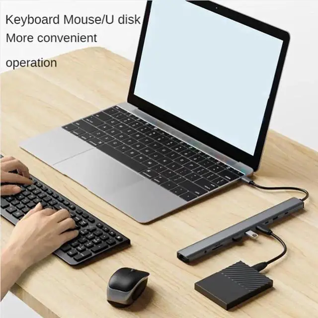 Alt view image 4 of 7 - 10 in 1 USB C Hub Multiport Adapter, Type C Splitter Dock with USB 3.0 Ports & 3.5mm Audio Jack, Portable USB-C Docking Station, Multi-Function Converter for Type-C Laptops, Smartphones and Tablets