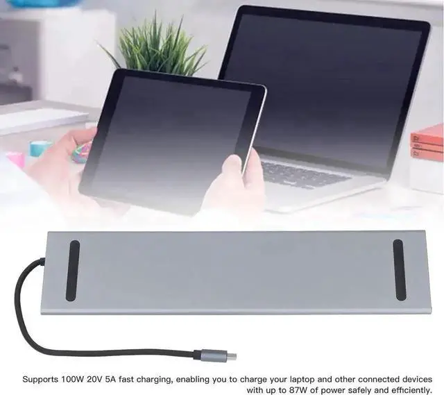 Alt view image 3 of 7 - 12 in 1 USB C Docking Station, 100W PD Fast Charging Multiport USB-C Hub Dock, Portable Type C Multiport Adapter, Multi Interface Expansion Dock Compatible with USB C Laptops, Ideal Accessory for Offi