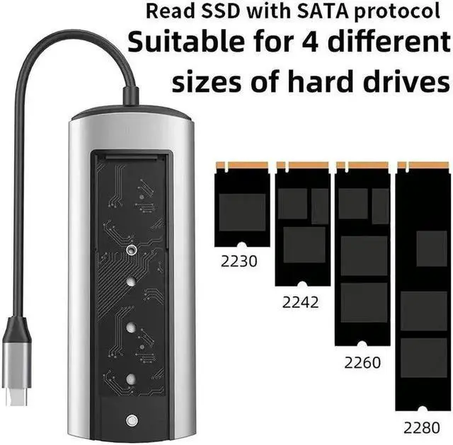 Alt view image 5 of 5 - 6 in 1 USB C Docking Station with SATA SSD Storage Function, Type C to HDMI-Compatible USB 3.0 Multiport Hub Dock, External SATA Hard Drive Enclosure Dock for MacBook, Laptop, Desktop PC Storage Expan
