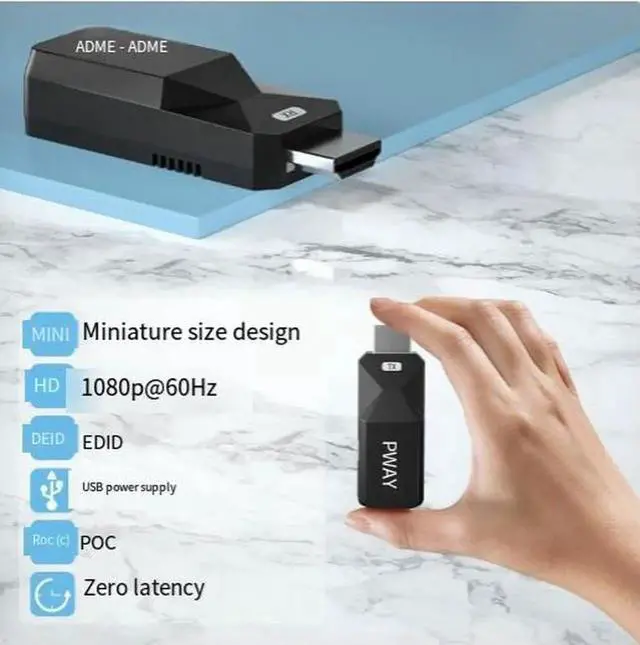 Alt view image 4 of 4 - HDMI Extender Over Cat5e/Cat6 Ethernet Cable Up to 50M(164FT), 1080P@60Hz POC Power Supply HDMI Transmitter Receiver Kit, EDID Learning Function, for HDTV, Monitor, Projector Video Transmission