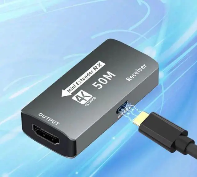 Alt view image 2 of 4 - HDMI Extender Over Cat5e/Cat6 Cable Up to 50M, 4K@30Hz HDMI Transmitter and Receiver Kit, Long Distance Audio Video Transmission Adapter for PC, Set-Top Box, Projector, HDTV Display