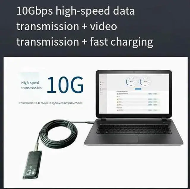 Alt view image 2 of 4 - USB-C Fiber Optic Cable, 100W PD Charging, 10Gbps Data Transfer, 8K@60Hz Video Output, Bend Resistant Optical USB C Cord Compatible with Laptop, Monitor, AR Glasses and Docking Station