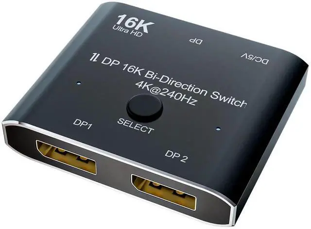 Main image of DisplayPort 2.1 Bi-Directional Switch, 2 in 1 / 1 in 2 DP Signal Switcher, Supports 16K@60Hz, 4K@240Hz, Aluminum Alloy Housing, Bidirectional DisplayPort Switch for PC, Gaming Console and Monitor