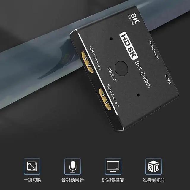 Alt view image 3 of 4 - HDMI 2.1 Switch 2 in 1, 8K@60Hz & 4K@120Hz HDMI Signal Switcher, Bidirectional HDMI Switch Adapter for PS5, Xbox Series, PC, TV Box, Connect Game Consoles to Monitor and Television