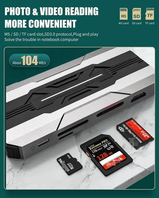 Alt view image 4 of 7 - 13-in-1 USB C Docking Station Multiport Adapter, Type-C Dongle with 4K HDMI, VGA, 100W PD Charging, Gigabit Ethernet, SD/TF Card Reader, USB 3.0/2.0, USB-C Port, Mic/Audio Jack for MacBook and USB-C L