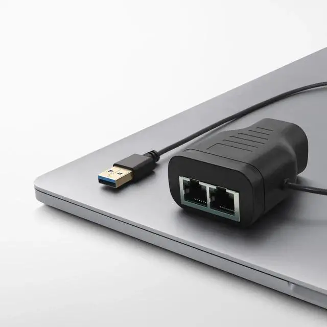 Main image of 1 to 2 RJ45 Gigabit Ethernet Splitter with USB Power Supply & LED Indicator, LAN Network Splitter Adapter for Sharing Single Ethernet Cable Between Two Network Devices