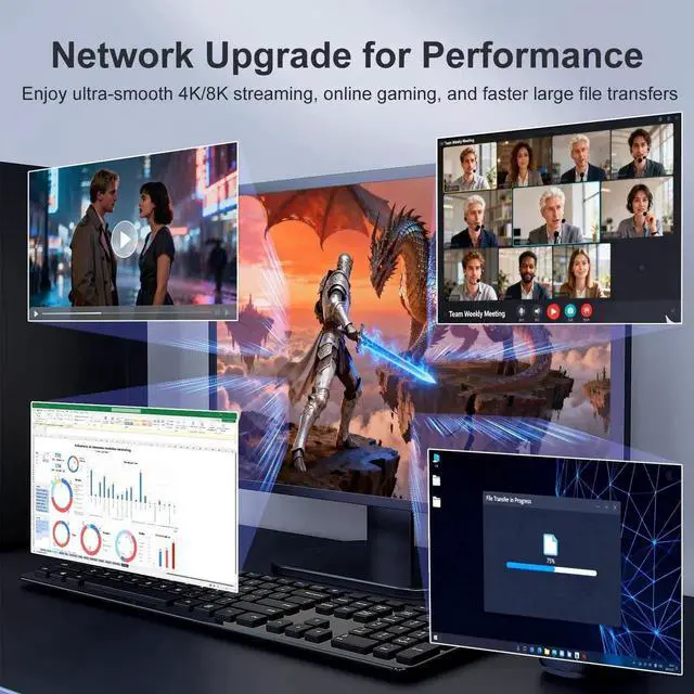 Alt view image 2 of 6 - PCIe Dual Port Gigabit Ethernet Network Card with Realtek RTL8111F Chip, 2 RJ45 Ports 10/100/1000Mbps, Supports Link Aggregation & WoL, PCI Express Gigabit LAN Adapter for Desktop PC and Soft Router