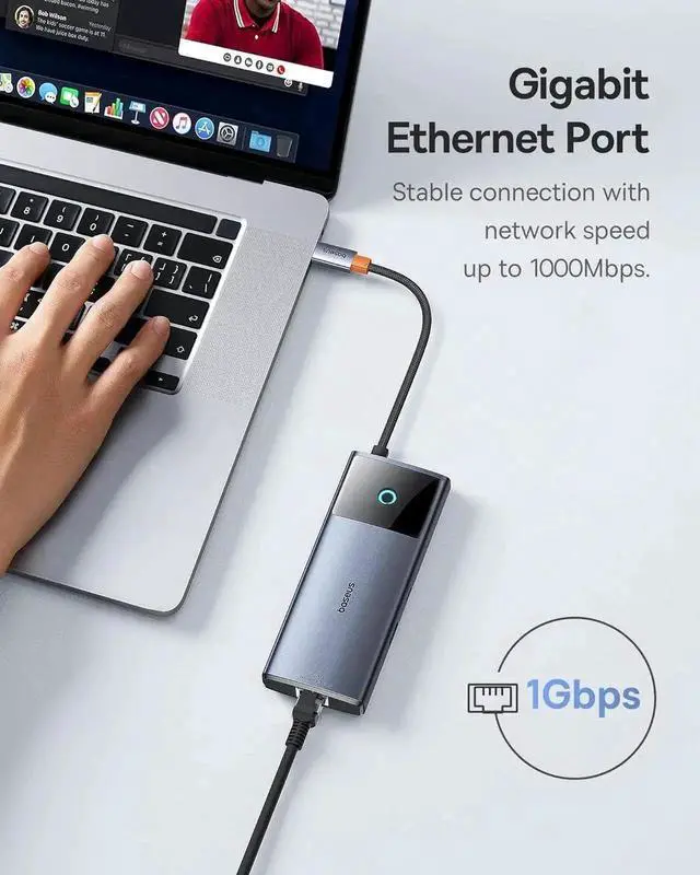 Alt view image 7 of 7 - Baseus 6-in-1 USB C Docking Station, 10Gbps Multiport USB-C Hub with 4K@60Hz HDMI, Gigabit Ethernet, 100W PD Charging, 3 USB A/C Data Ports, USB-C Dock for iPhone 15, Mac, iPad, HP, Microsoft Laptop