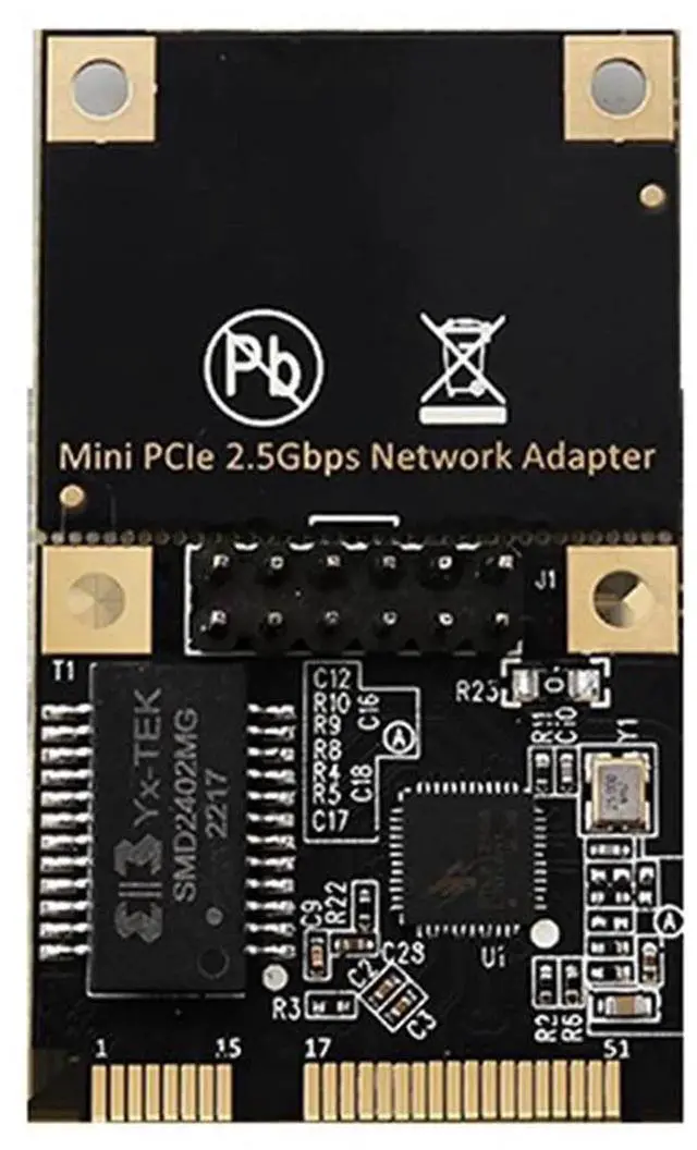 Alt view image 3 of 4 - Mini PCIe to 2.5G Ethernet Network Card with Realtek RTL8125BG Chip, 2500Mbps RJ45 LAN Adapter, Supports Full & Half Duplex, Mini PCI Express 2.5G NIC for Desktop, Embedded and Industrial Systems