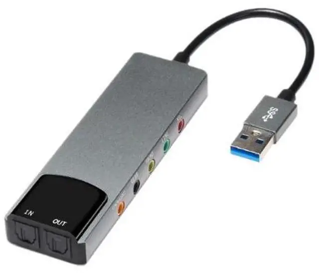 Main image of USB External 5.1 Channel Sound Card with Optical SPDIF Output, Aluminum Alloy USB Audio Adapter, Digital Sound Card for Laptop, Desktop PC, Gaming, Live Streaming and Home Theater Audio System