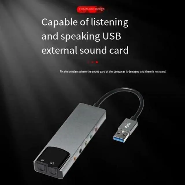 Alt view image 3 of 4 - USB External 5.1 Channel Sound Card with Optical SPDIF Output, Aluminum Alloy USB Audio Adapter, Digital Sound Card for Laptop, Desktop PC, Gaming, Live Streaming and Home Theater Audio System