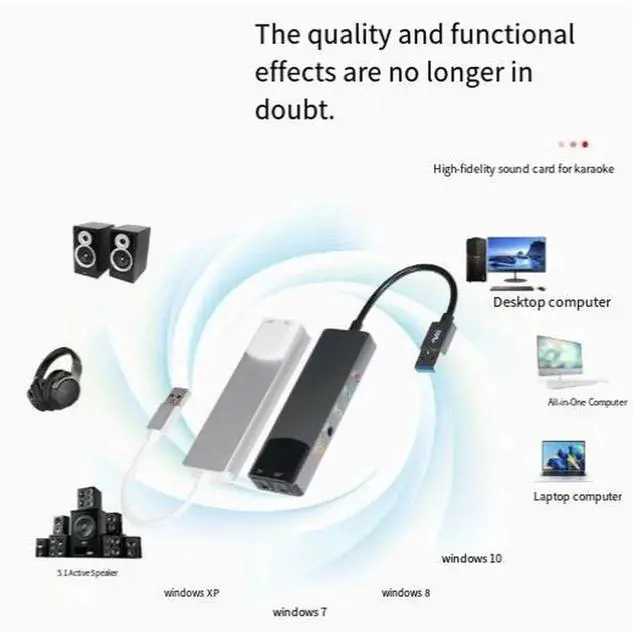 Alt view image 4 of 4 - USB External 5.1 Channel Sound Card with Optical SPDIF Output, Aluminum Alloy USB Audio Adapter, Digital Sound Card for Laptop, Desktop PC, Gaming, Live Streaming and Home Theater Audio System