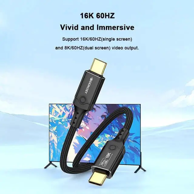 Alt view image 6 of 7 - USB5 Thunderbolt 5 Active Cable, 120Gbps Bandwidth, 240W PD Charging, 16K@60Hz Video, Dual Type-C Active Cord, Compatible with Laptop, Monitor, eGPU and High Performance Docking Station