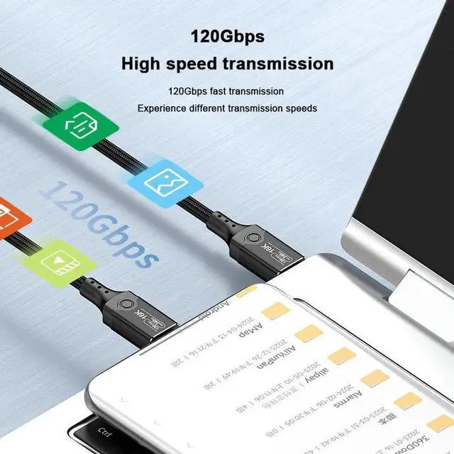 Alt view image 4 of 7 - USB5 Thunderbolt 5 Active Cable, 120Gbps Bandwidth, 240W PD Charging, 16K@60Hz Video, Dual Type-C Active Cord, Compatible with Laptop, Monitor, eGPU and High Performance Docking Station