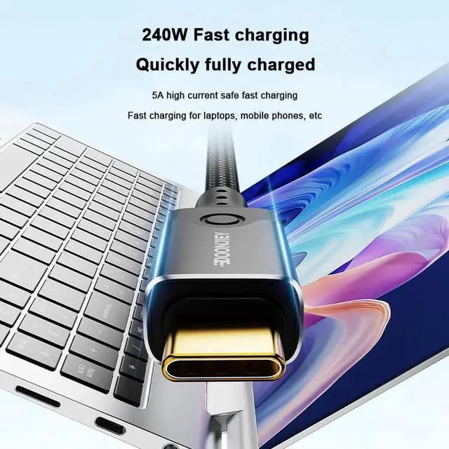Alt view image 7 of 7 - USB5 Thunderbolt 5 Active Cable, 120Gbps Bandwidth, 240W PD Charging, 16K@60Hz Video, Dual Type-C Active Cord, Compatible with Laptop, Monitor, eGPU and High Performance Docking Station