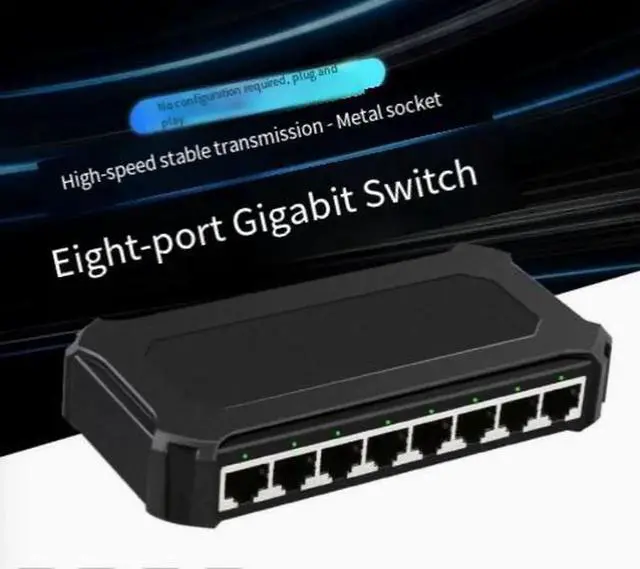 Alt view image 4 of 4 - 8-Port Gigabit Ethernet Switch, 10/100/1000Mbps Network Hub, Plastic Housing, Plug and Play, Fanless Quiet Design, Unmanaged LAN Switch for Home, Office and Surveillance Camera Networks