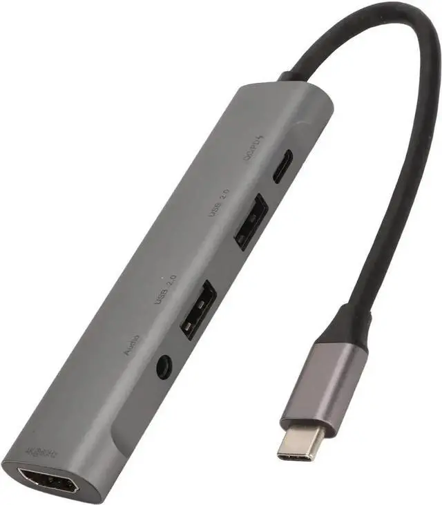 Alt view image 2 of 7 - 5 in 1 USB C Multiport Hub Adapter With 4K HD Output, PD Fast Charging, USB3.0 Port & 3.5mm Audio Jack, Compatible with Laptops, Tablets and All Type-C Devices
