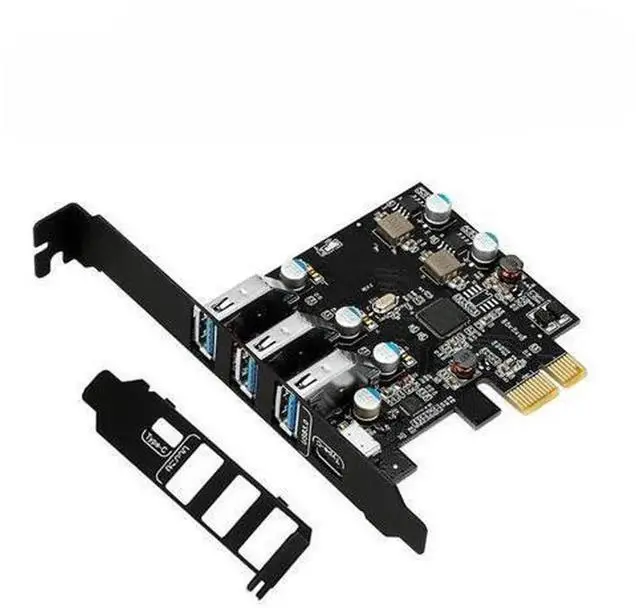 Main image of PCI-E Expansion Card, PCIE to 3×USB3.0 + Type-C Adapter Card, PCI Express USB & Type-C Multiport Hub with SATA Power Supply Interface, Internal Desktop PCIE USB Expansion Card for PC Host Upgrade