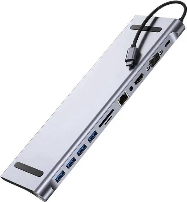 Alt view image 2 of 7 - 11 Port USB Hub Multiport Cable Adapter, Supports Fast Charging & Stable Data Connection, Portable USB Expansion Hub for Laptop, Desktop PC, Connect Flash Drives, Mouse, Keyboard and Other Peripherals