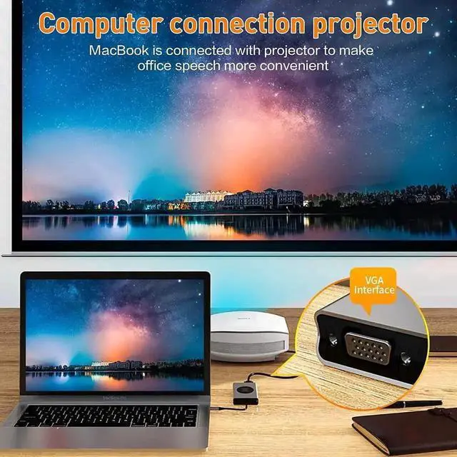 Alt view image 7 of 7 - 13 in 1 USB C Docking Station, AUBEAMTO Multiport USB C Hub with 4K HDMI, VGA, Gigabit RJ45 Ethernet, 2×USB3.0, USB-C 3.0/USB2.0, 100W PD Charging, SD/TF Card Reader, 3.5mm AUX Jack for MacBook Pro an