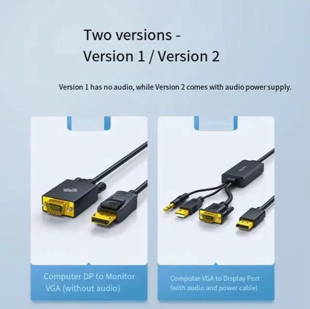 Alt view image 4 of 4 - Active VGA to DisplayPort Adapter Cable, 1080P Full HD VGA Input to DP Output Converter, VGA Source Laptop PC Connect to DisplayPort Monitor, Projector and Display Screen