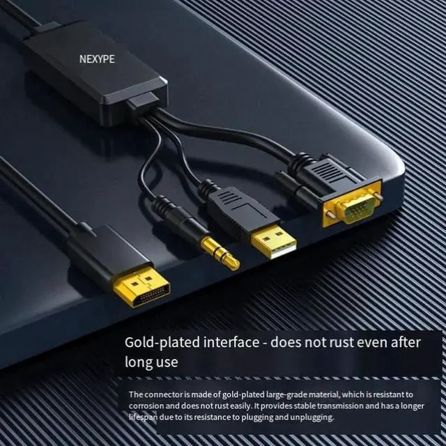 Alt view image 3 of 4 - Active VGA to DisplayPort Adapter Cable, 1080P Full HD VGA Input to DP Output Converter, VGA Source Laptop PC Connect to DisplayPort Monitor, Projector and Display Screen