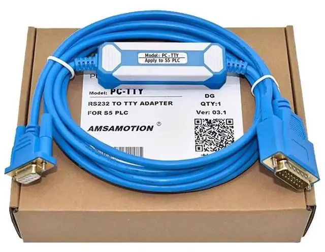 Alt view image 2 of 4 - PC-TTY Programming Cable for Siemens S5 PLC 6ES5 734-1BD20, Gold-Plated Blue Serial PC-TTY Cable, Serial Port Connection Cable, Note: Not Compatible with USB Conversion