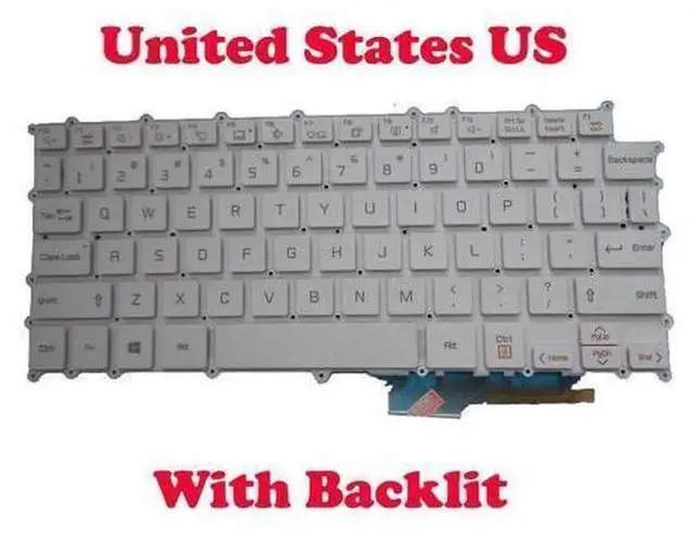 Alt view image 2 of 4 - Backlit White US Layout Laptop Keyboard for LG Gram 13Z980 13ZD980 13Z98, PN AEW74049801 18B8B-US, Notebook Replacement Spare Part