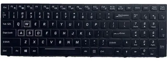 Main image of Backlit Black US English Laptop Replacement Keyboard for PowerSpec 1710, Gaming Notebook Repair Spare Part