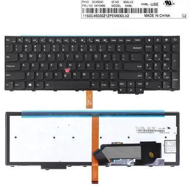 Main image of Backlit Black US Laptop Replacement Keyboard for ThinkPad E531 T540 with Point Stick, PN KMBL 0C45030, Notebook Repair Spare Part