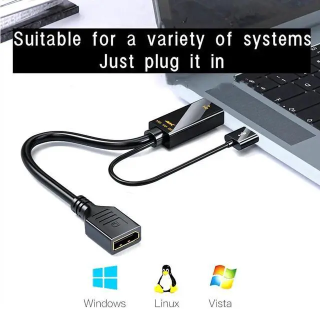 Alt view image 5 of 6 - Active HDMI to DisplayPort Adapter Cable, Unidirectional HDMI Input to DP Output, Supports 4K@60Hz, 1080P@144Hz, USB Powered for Gaming Monitor Laptop PC