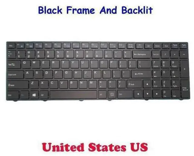 Main image of US English Backlit Replacement Laptop Keyboard With Frame Compatible with CLEVO N770 N770WG N770WL N770WU N770GU, US QWERTY Backlight Notebook Keyboard, Direct Fit Repair Spare Part for Clevo Gaming