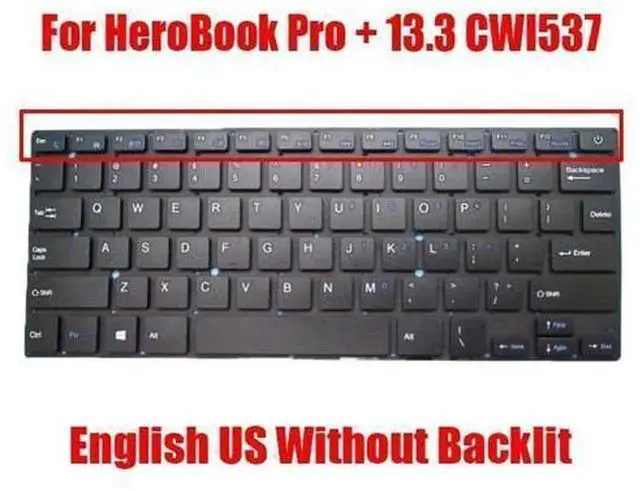 Main image of US English Laptop Replacement Keyboard for Chuwi HeroBook Pro + 13.3 CWI537, Black Notebook Internal Keyboard Repair Spare Part