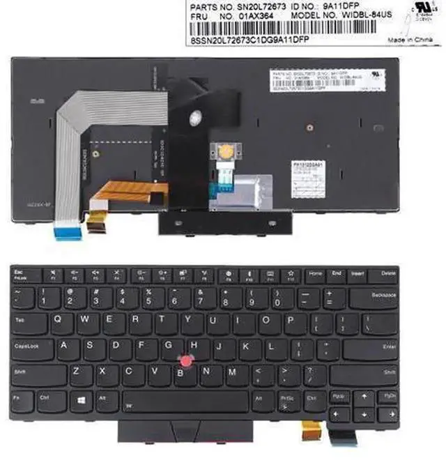 Main image of US Backlit Laptop Replacement Keyboard for ThinkPad T470 T480, Black With TrackPoint Stick, Notebook Internal Keyboard Repair Spare Part
