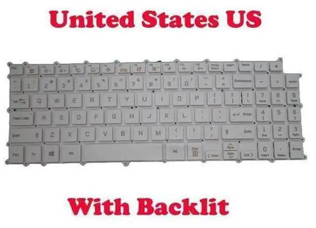 Main image of US White Backlit Laptop Replacement Keyboard for LG 15Z980 15ZD980, PN SG-90930-XUA AEW73949802, Notebook Internal Backlight Keyboard Repair Spare Part
