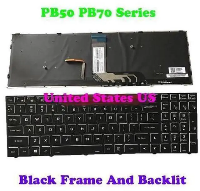 Main image of US English Backlit Laptop Replacement Keyboard for CLEVO N15Z3 PB70 PB71 PB50 PB51, PN CVM18H93US9430, Notebook Internal Backlight Keyboard Repair Spare Part