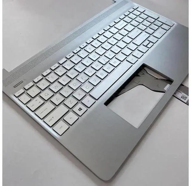 Alt view image 2 of 6 - Silver Upper Case Palmrest Assembly with Built-in Keyboard for HP 15-DY 15-EF 15s-fq Laptops, OEM Part Number L63578-001, Complete Notebook Palmrest Top Cover Replacement Repair Spare Part