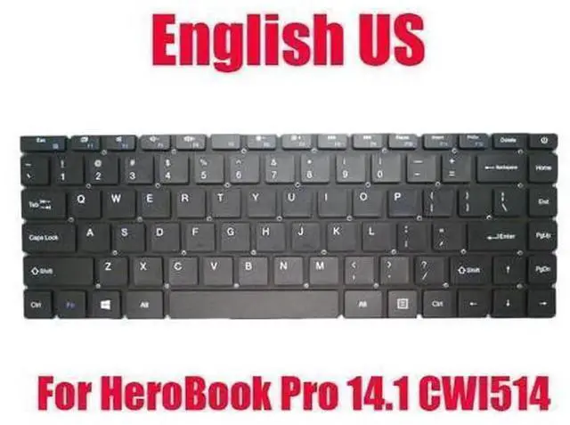 Main image of US English Black Laptop Replacement Keyboard for Chuwi HeroBook Pro 14.1 Model CWI514, Standard US Layout Notebook Keypad, Repair Spare Part for Chuwi 14.1 Inch HeroBook Pro Laptop