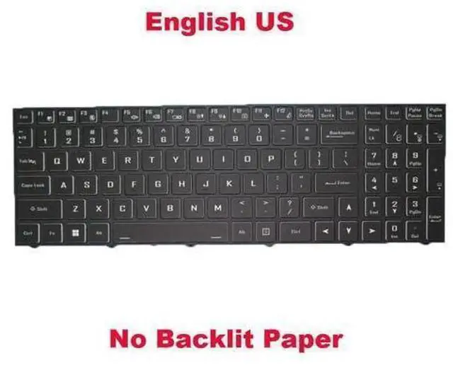 Main image of No Backlit US English Laptop Replacement Keyboard with Black Frame for CLEVO N15Z3 PB70 PB71 PB50 PB51, Standard Notebook Keypad Repair Spare Part for CLEVO Gaming Laptop