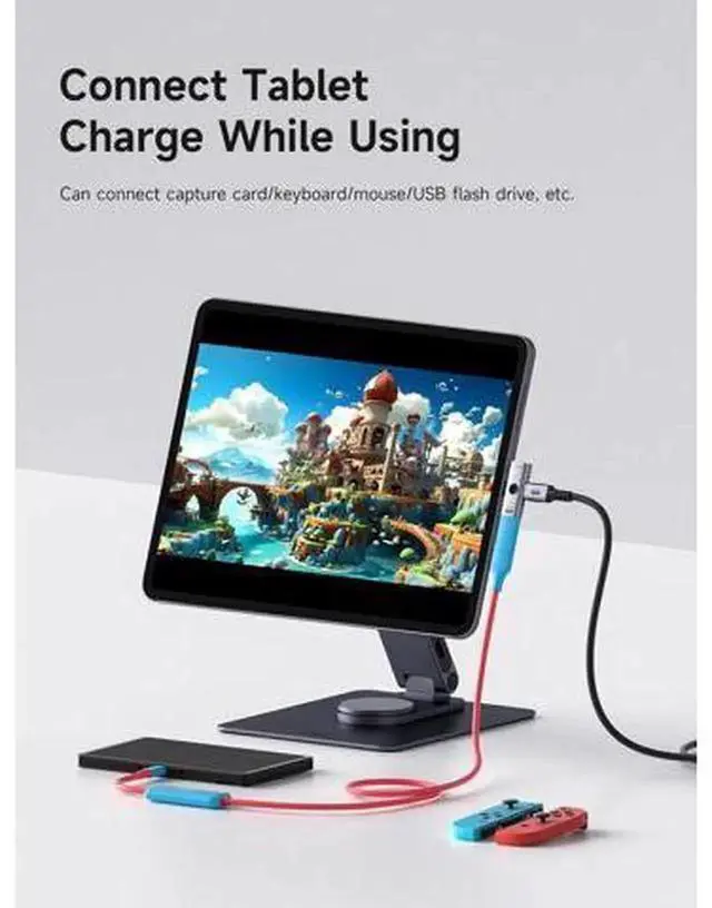 Alt view image 4 of 4 - AJMRTC 2 in 1 USB-C OTG Splitter Adapter TUA09, 100W PD Fast Charging & 10Gbps USB 3.2, Fit for iPhone 16 15 Pro Max, iPad Pro, MacBook, Rog Ally, Steam Deck, Quest 3 2