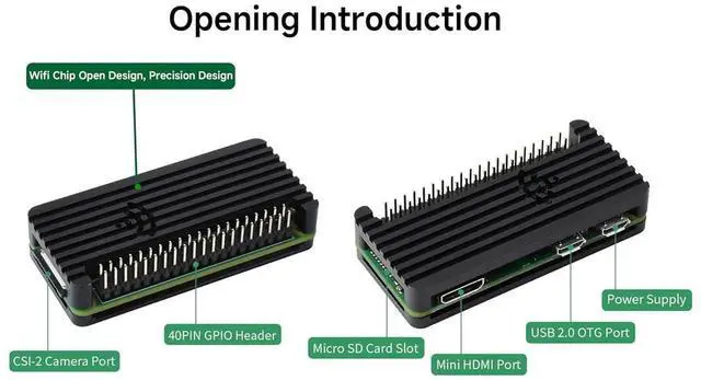 Alt view image 5 of 5 - AJMRTC Raspberry Pi Zero 2 W Aluminum Case Kit, Passive Cooling Shell with 4-Port USB OTG Hub, Power Switch Cable, Pin Header, Hex Wrench & Thermal Pad, 7-in-1 Accessories Set