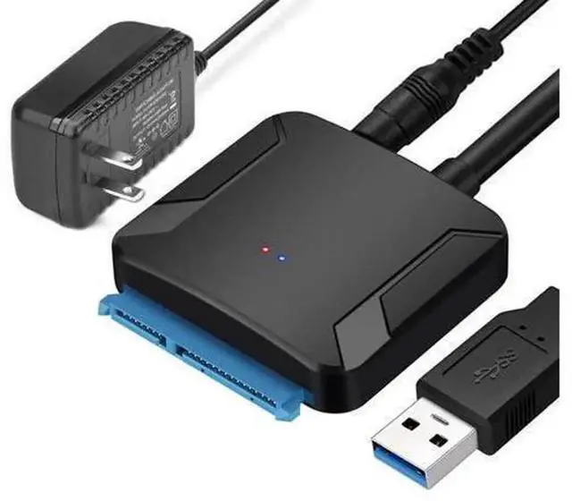Main image of AJMRTC USB 3.0 to SATA Hard Drive Adapter Cable, SATA to USB Converter for 2.5" & 3.5" HDD SSD, Support UASP, Equipped with 12V 2A Power Adapter
