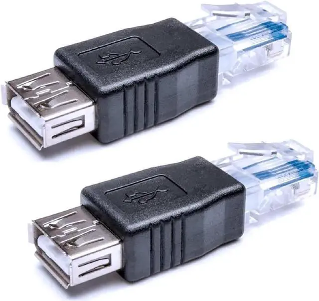 Main image of AJMRTC 2 PCS USB to RJ45 Ethernet Adapter, USB Female to RJ45 Male Network Converter, 10/100Mbps Ethernet Connector for Laptops and Computers