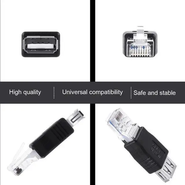 Alt view image 5 of 5 - AJMRTC 2 PCS USB to RJ45 Ethernet Adapter, USB Female to RJ45 Male Network Converter, 10/100Mbps Ethernet Connector for Laptops and Computers