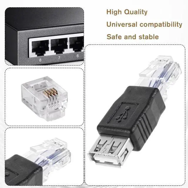 Alt view image 5 of 7 - AJMRTC 2 PCS USB to RJ45 Ethernet Adapter, USB Female to RJ45 Network Converter, USB Ethernet Adapter for Network Cameras, ADSL Modems and Network Printers