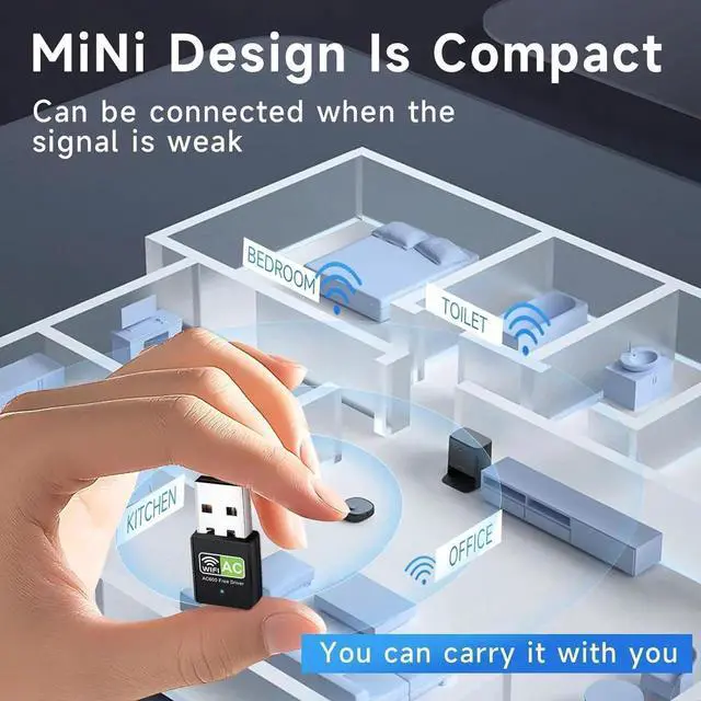 Alt view image 2 of 7 - AJMRTC 600Mbps USB WiFi Adapter, Dual Band 2.4GHz & 5.8GHz Wireless Network Adapter, Support AP Mode, IEEE 802.11g Standard for Desktop PC & Laptop