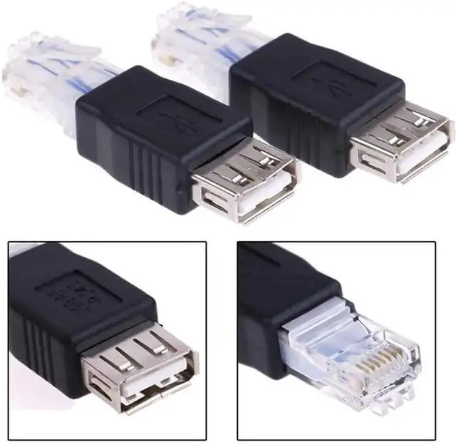 Alt view image 3 of 7 - AJMRTC 2 PCS USB to RJ45 Ethernet Adapter, USB Female to RJ45 Male Network Converter, 10/100Mbps Ethernet Connector for Laptops and Desktop Computers